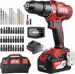 DCK 20V Brushless Hammer Drill, 531 in.lbs, 36000 BPM, 1/2" Keyless All-Metal Chuck, 4.0Ah Battery, 22+1+1 Clutch, Impact Drill Kit for Drilling Brick Wall, Metal, Wood, KDJZ05-13